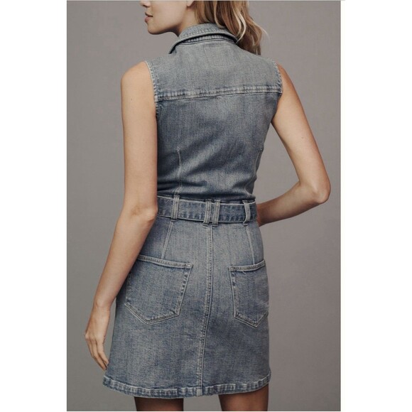 Anthropologie PAIGE Kelsee Sleeveless Mini Dress Sz 4 Light Denim NWT - Picture 2 of 10